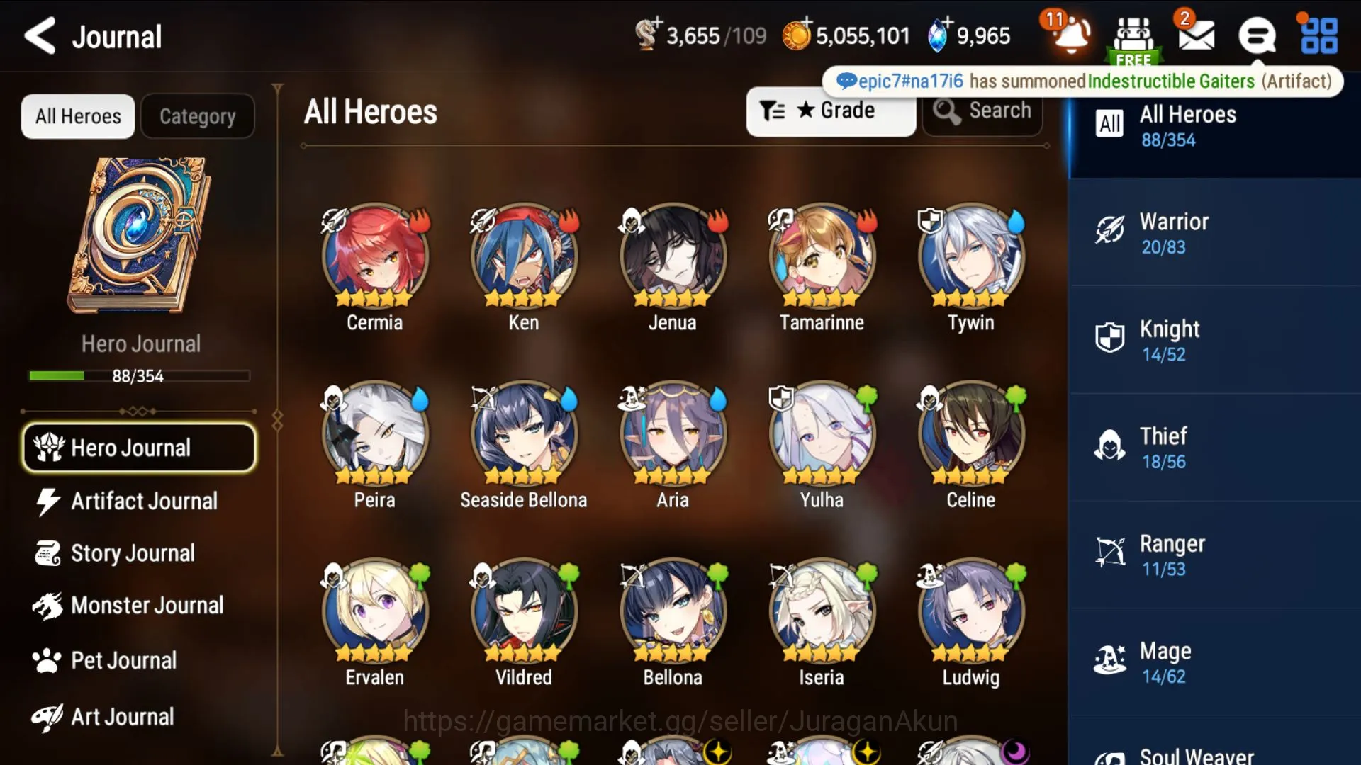 Epic Seven Accounts Mid-Tier Asia Unverif |MidGame 5 ML(SP Politis,Straze,SE Celine,Etc)Celine,Bellona,Etc +Poh On +Skystone 6