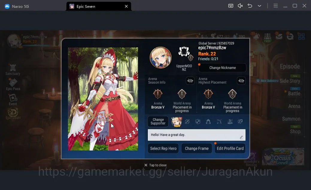 Epic Seven Accounts Starter Global Unverif| 3ML (Architect Laika,Pirate Captain Flan, Har 4
