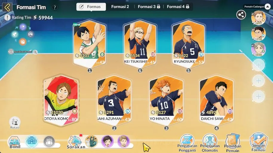 HAIKYU!! FLY HIGH Accounts SEA|Lvl 27|Starter|1 UR+Memo[Motoya Komori]+8 3