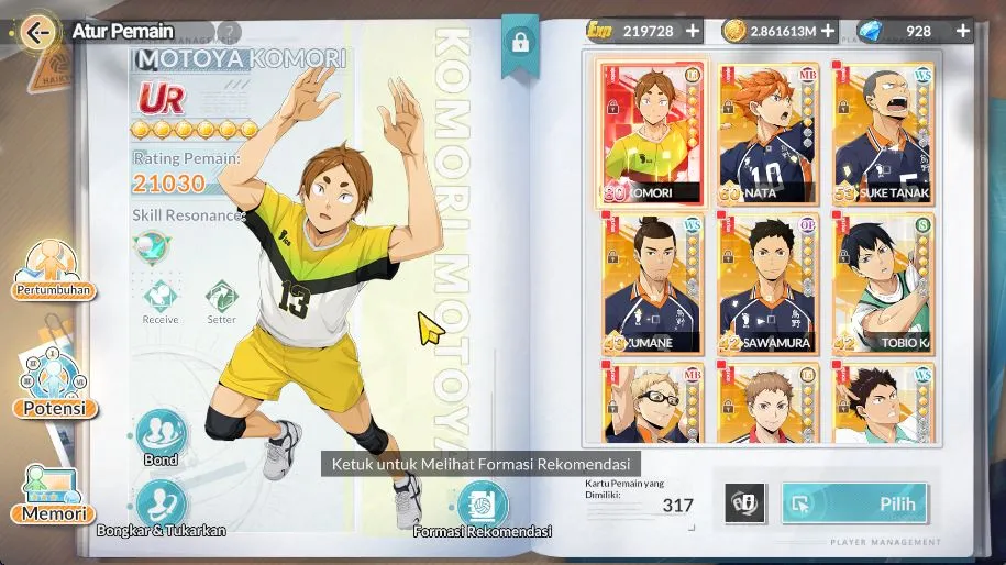 HAIKYU!! FLY HIGH Accounts SEA|Lvl 27|Starter|1 UR+Memo[Motoya Komori]+8 5