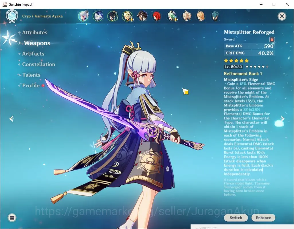 Genshin Impact Accounts ASIA|AR 45| 4 Limited+3 [5 Star Weapon]|Ayaka C1+S image 5