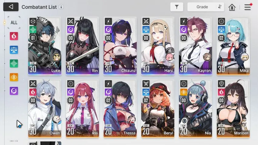 Chaos Zero Nightmare Accounts GLOBAL Lv30|5 SSR (LukeM1,Chizuru,Haru,Kayron,Rin,etc)|8 SR 4