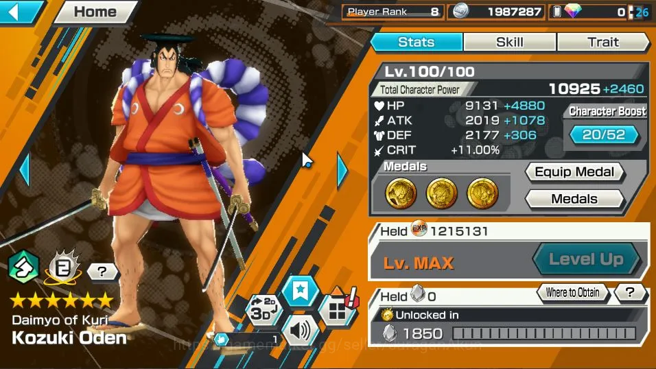 One Piece Bounty Rush Accounts Mid-Tier Global| 5 META EX | Daimyo of K Oden MAX,Strongest Kaido,Oni Kaido,KOP GD Roger,HP 12