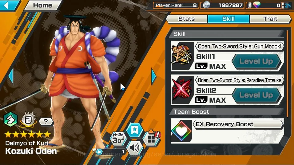 One Piece Bounty Rush Accounts Mid-Tier Global| 5 META EX | Daimyo of K Oden MAX,Strongest Kaido,Oni Kaido,KOP GD Roger,HP 13