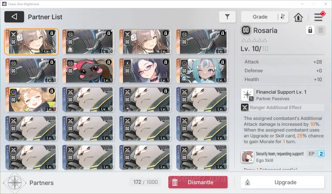 Chaos Zero Nightmare Accounts GLOBAL Lv13| 4 SSR (Hugo,Renoa,Rin,Luke) + 8 SR (MikaM2,BerylM2,etc) + 9 SR Partners | Log 5