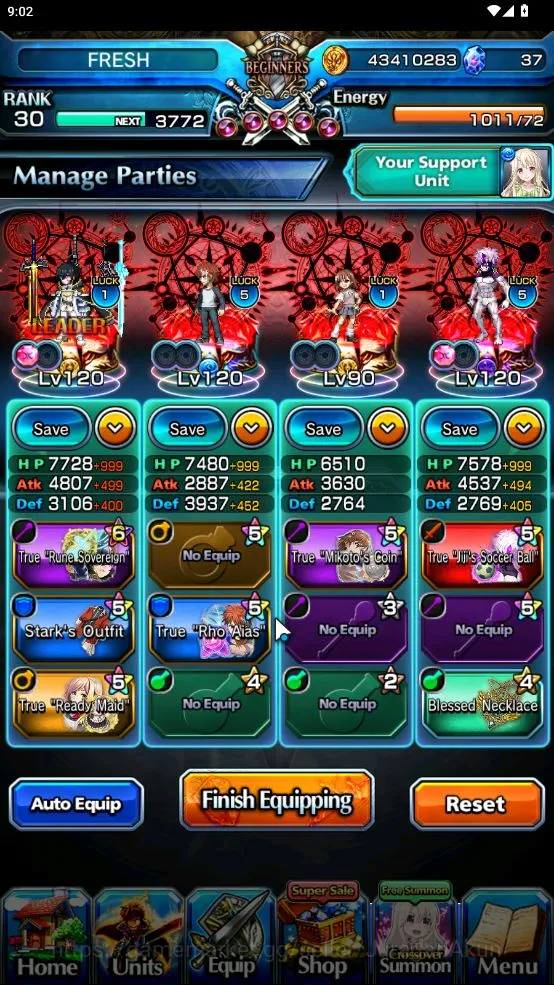 Grand Summoners Accounts Mid-Game Global|Rank 30|Starter|19 Ascend [EShirouTW,MomoTW,MikotoTW,JijiTW,Pinnacle 5