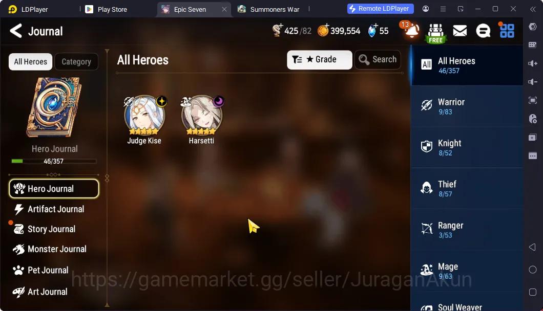 Epic Seven Accounts Starter GLOBAL Unverif Fresh Starter 2 ML(Harsetti, Judge Kise)|ML Blessing ON + POH Low|Stove|Check 8