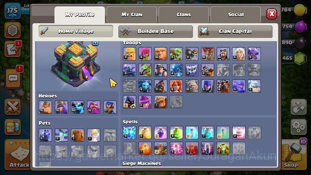 Clash of Clans Mid-Tier TH 14 - BH 8|Limited Skin|LV 175|HH 8|BK 76,AQ 76, image 1