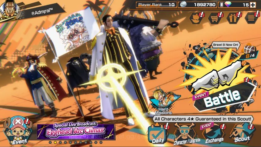 One Piece Bounty Rush Accounts Mid-Tier Global|4 META EX[Borsalino,Zephyr,Kaido,Roger]Rank 10|Log Bandai|Check SS(OPBR968)