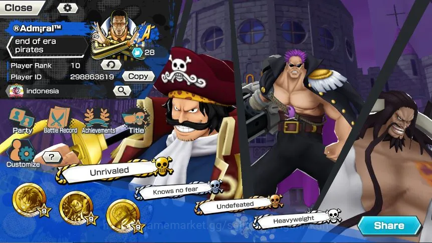 One Piece Bounty Rush Accounts Mid-Tier Global|4 META EX[Borsalino,Zephyr,Kaido,Roger]Rank 10|Log Bandai|Check SS(OPBR968) 2