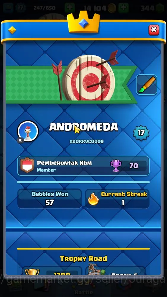 Clash Royale Accounts Starter Lvl 17|Trophy 1300|Best Starter|KTL 7|Card 28|1 EVO,1 Epic,14 Rare,13 Common|Gems 2