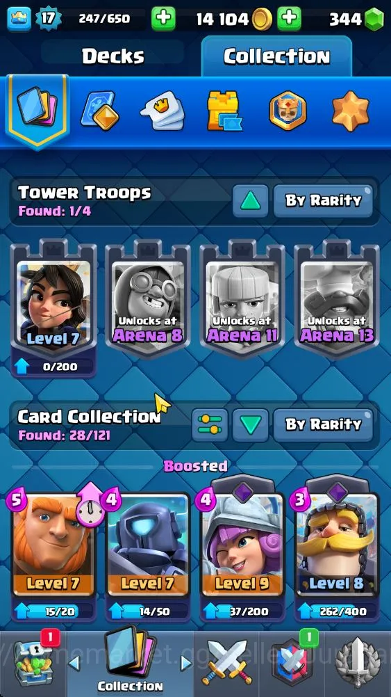 Clash Royale Accounts Starter Lvl 17|Trophy 1300|Best Starter|KTL 7|Card 28|1 EVO,1 Epic,14 Rare,13 Common|Gems 5