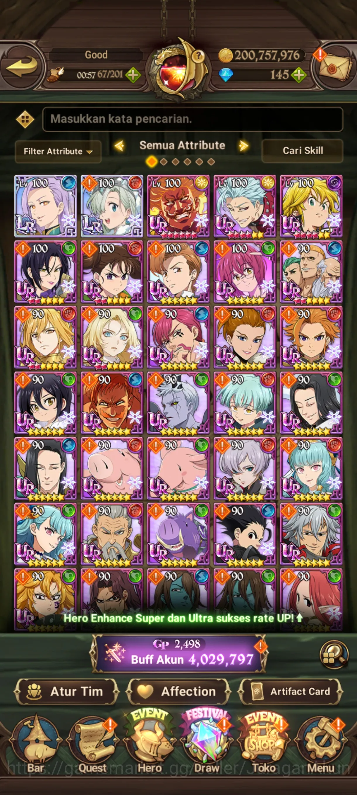 The Seven Deadly Sins: Grand Cross Accounts Endgame Global|4M CC|2LR + 6UR + Collab Solev (Ludociel, Eliza2/6, FateSkuld 2