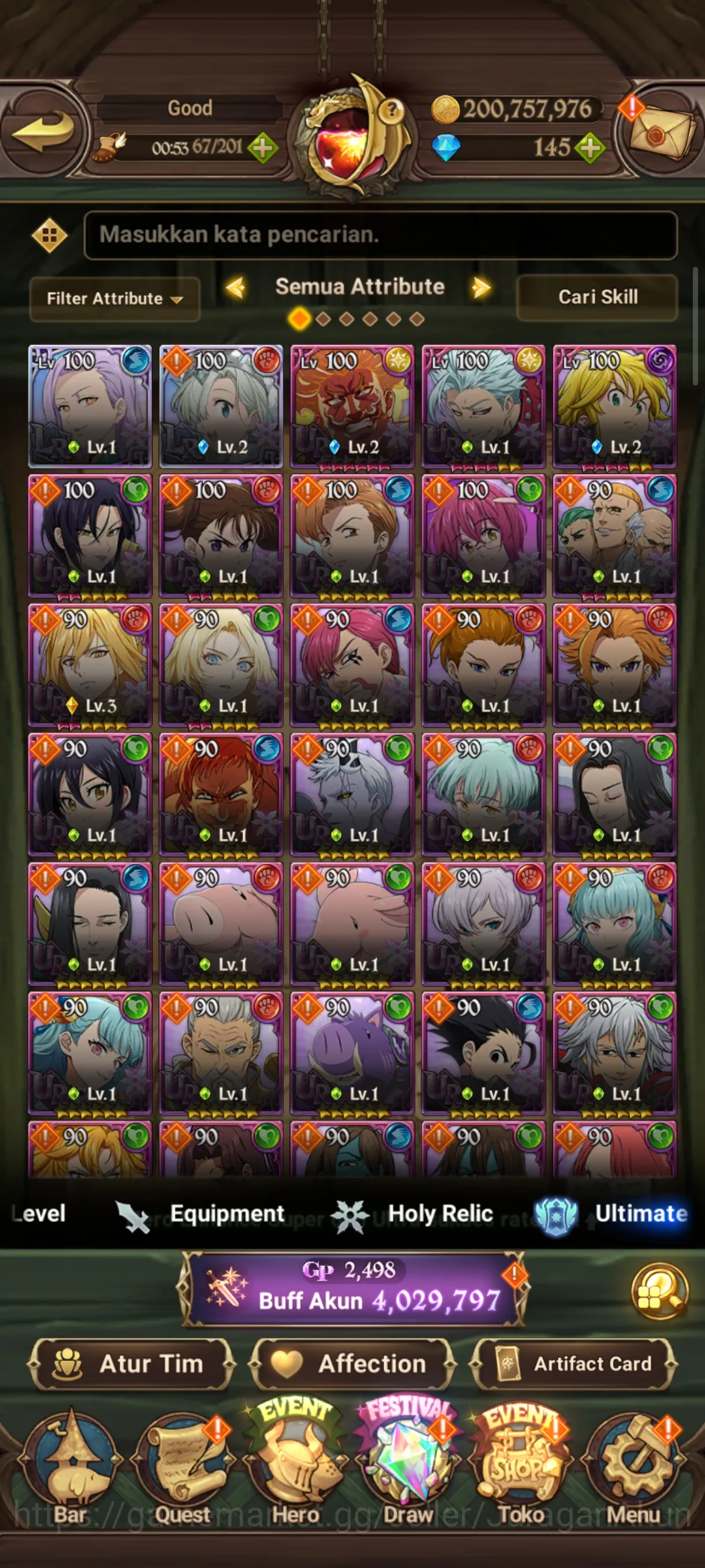 The Seven Deadly Sins: Grand Cross Accounts Endgame Global|4M CC|2LR + 6UR + Collab Solev (Ludociel, Eliza2/6, FateSkuld 5