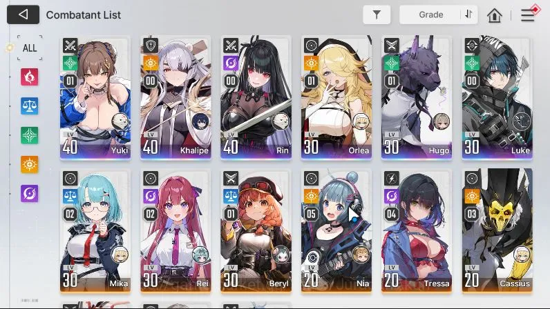 Chaos Zero Nightmare Accounts GLOBAL| LV 34 | 6SSR(Khalipe,Rin,Luke,Yuki M1,Orlea M1,Hugo M1)+ 10SR(Mika M2,Rei M2,Etc) 19SR 3