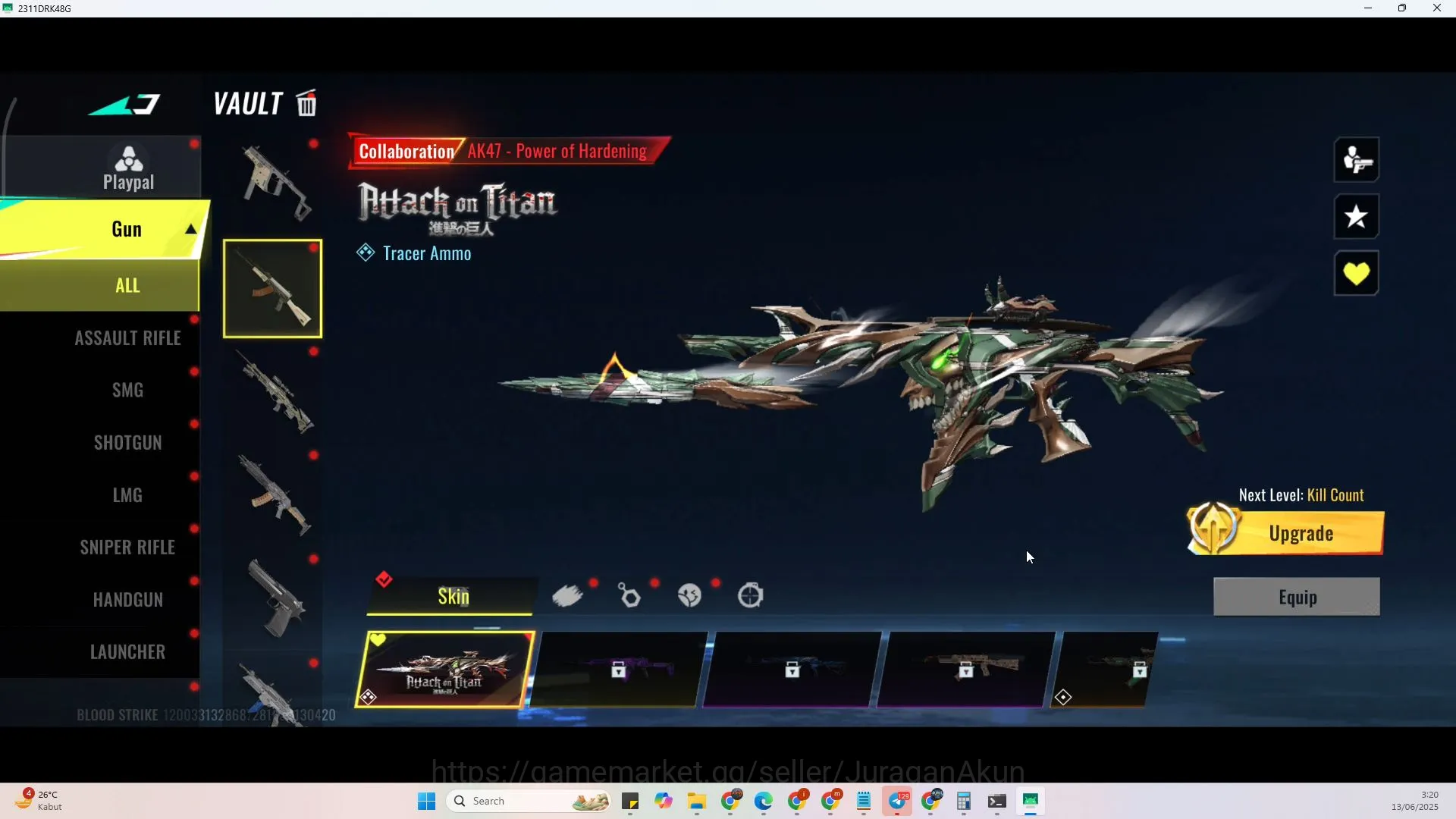 Blood Strike Accounts Starter Asia|Fresh Account Collab AoT (Ran - Mikasa, M700 Thunder Gun, AK47 Hardening) + Change name 5