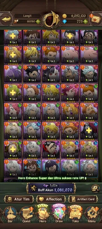 The Seven Deadly Sins: Grand Cross Accounts Midgame Asia |1M CC|5UR + 775 Gems ( DK Meli, Gowther, Lance, Thor, ODK 2