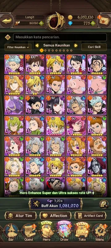 The Seven Deadly Sins: Grand Cross Accounts Midgame Asia |1M CC|5UR + 775 Gems ( DK Meli, Gowther, Lance, Thor, ODK 4