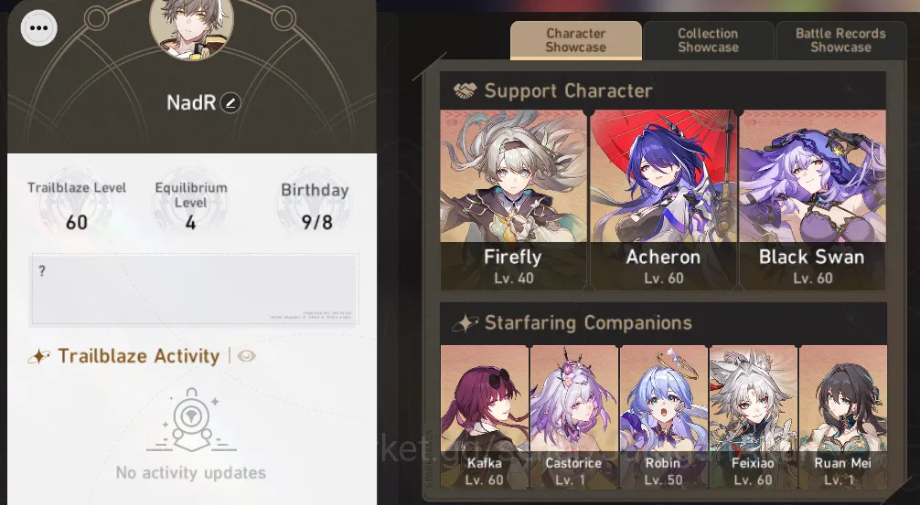 ASIA|TL 60|Free GI|10 Limited (Castorice, Acheron, Kafka, Black Swan+Sign &ETC)|Amphoreus|Take Email|CHECK SS (HSR1727) Honkai Star Rail Mid Game ASIA|TL 60|Free GI|10 Limited (Castorice, Acheron, image 1