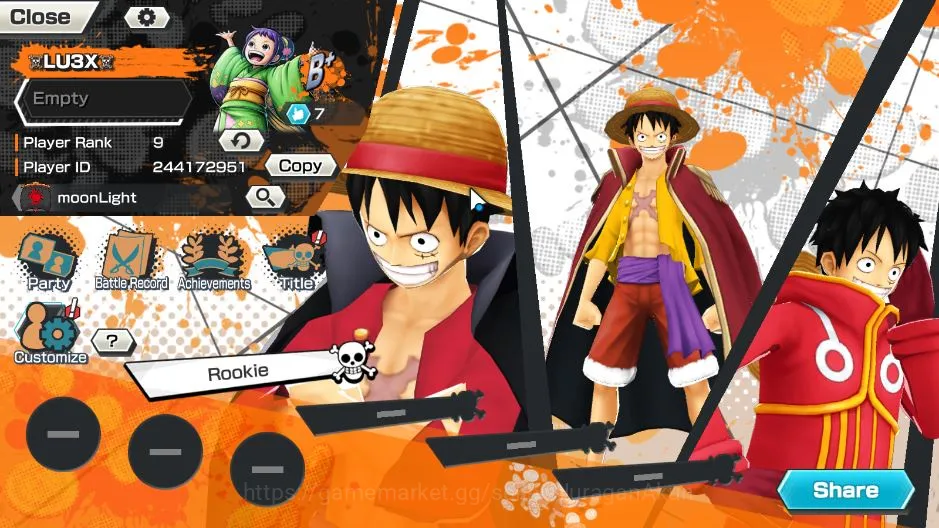 One Piece Bounty Rush Accounts Mid-Tier Global|3 META EX|MWD Monkey D.Luffy, Daimyo of Kuri Oden, Blackbeard Pirates Kuzan 5