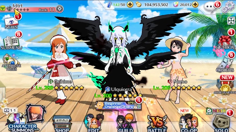 Bleach: Brave Souls Accounts Mid-Tier [GLOBAL] 20k Spirit Orbs| Fresh Side Story| RenewUlquiorra, Momo Swim, Orihime Crist 3
