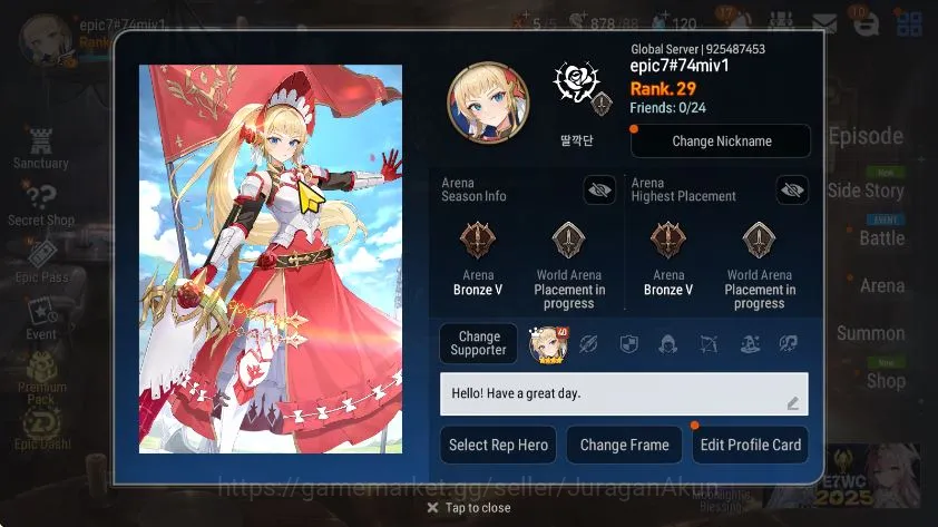 Global Unverif|ML LRkrau,RequimRoana,JKlise &,Fenne,Aram,etc|PohOn|MoonBleson|LogStove|CheckSS(ES1797) Epic Seven Accounts Starter Global Unverif|ML LRkrau,RequimRoana,JKlise