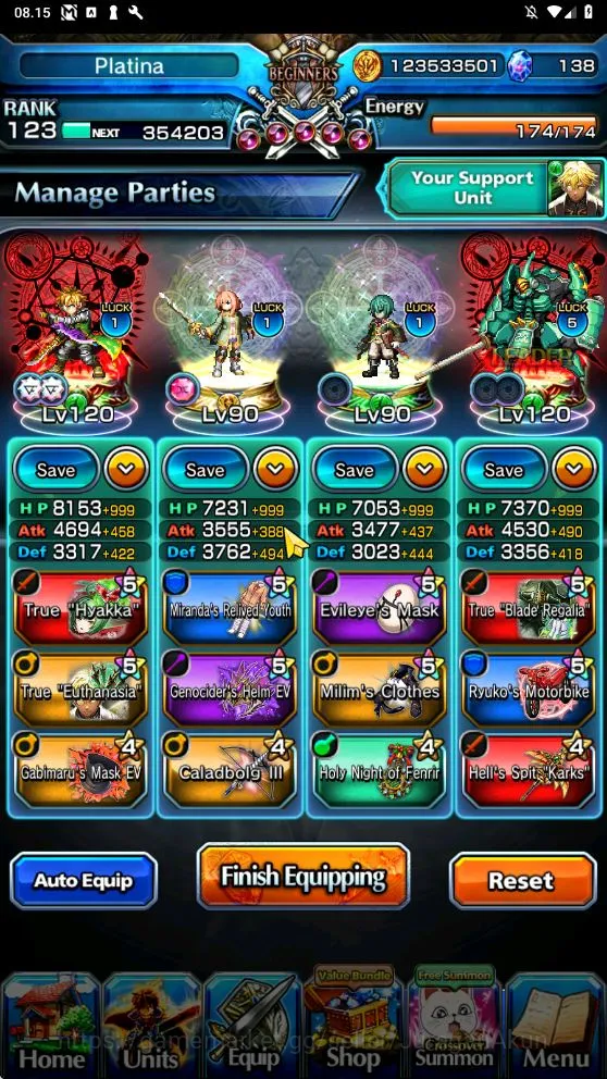 Grand Summoners Accounts End-Game Global|Rank 123|26 Ascend|(WH FenTW,ShiroEmiyaTW,SS LizaTW,DL 2
