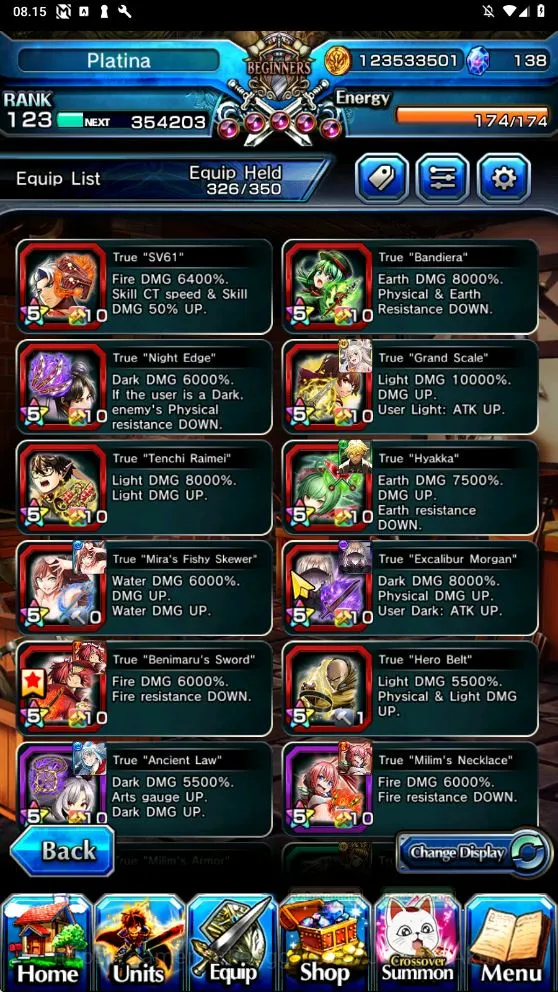 Grand Summoners Accounts End-Game Global|Rank 123|26 Ascend|(WH FenTW,ShiroEmiyaTW,SS LizaTW,DL 5
