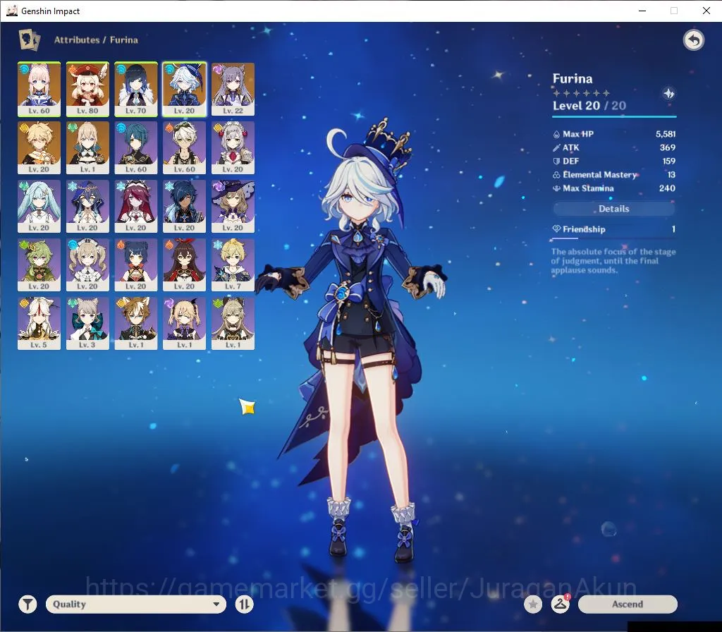 Genshin Impact Accounts Mid Game ASIA | AR 42 | 4 Limited | [Furina,Yelan,Kokomi,Klee] |Low Explore Maps| MC Male |Take 2