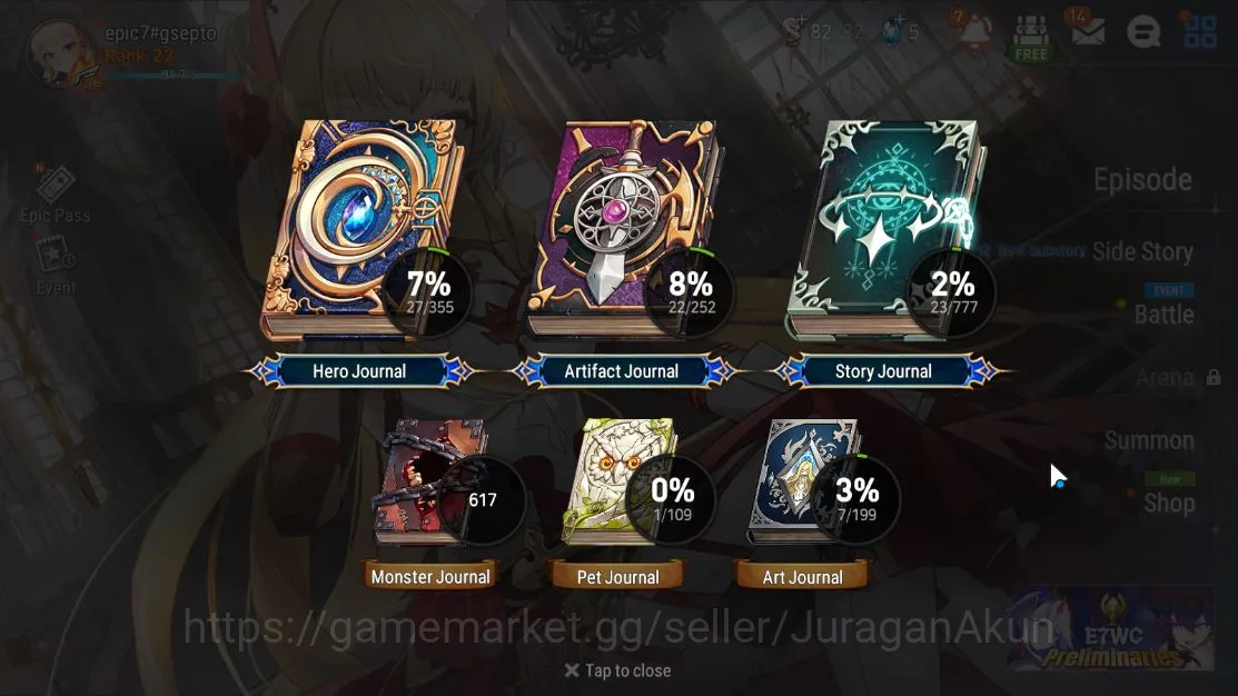 Epic Seven Accounts Starter GLOBAL UNVERIF|4ML(DJ Basar,PC Flan ,Ambitious Tywin Spectre Tenebria) |PoH ON||Log Stove|Check 10