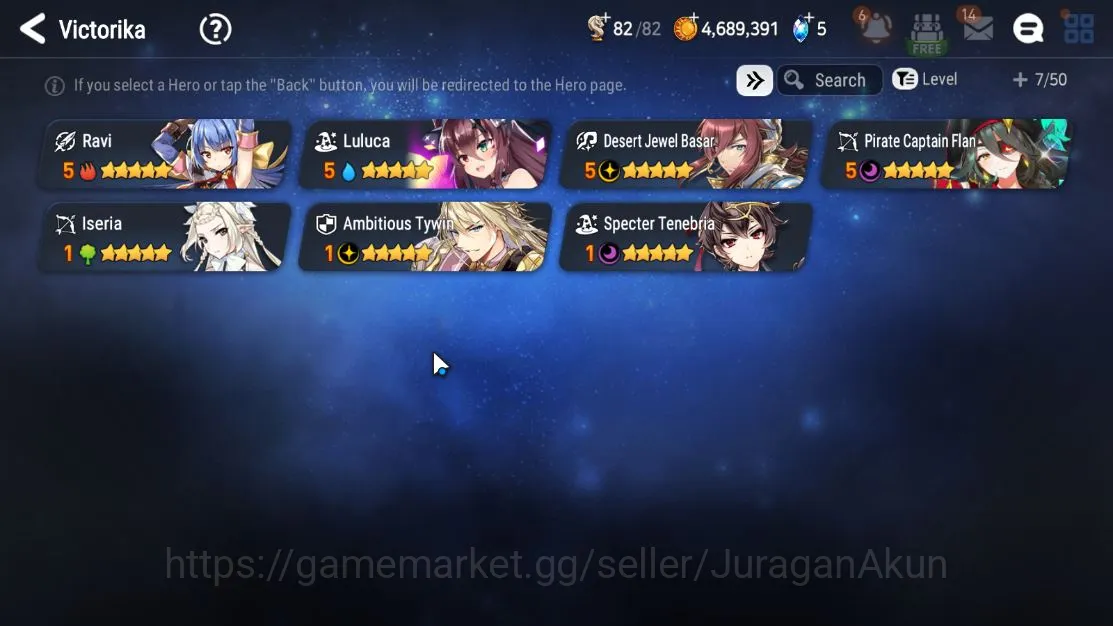 Epic Seven Accounts Starter GLOBAL UNVERIF|4ML(DJ Basar,PC Flan ,Ambitious Tywin Spectre Tenebria) |PoH ON||Log Stove|Check 2