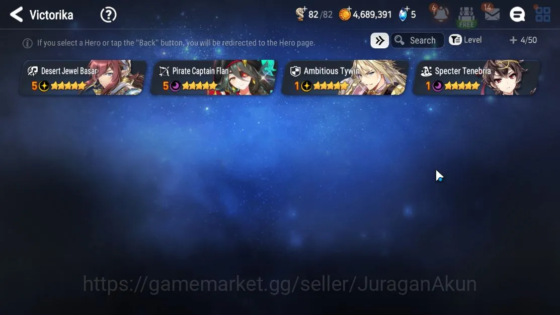 Epic Seven Accounts Starter GLOBAL UNVERIF|4ML(DJ Basar,PC Flan ,Ambitious Tywin Spectre Tenebria) |PoH ON||Log Stove|Check 6