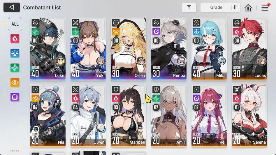 Chaos Zero Nightmare Accounts GLOBAL|Lv 31|4 SSR (Yuki,Orlea,Luke,Renoa) + 11 SR (NiaM4,LucasM6,MaribellM3,Etc) + 6 SR 2