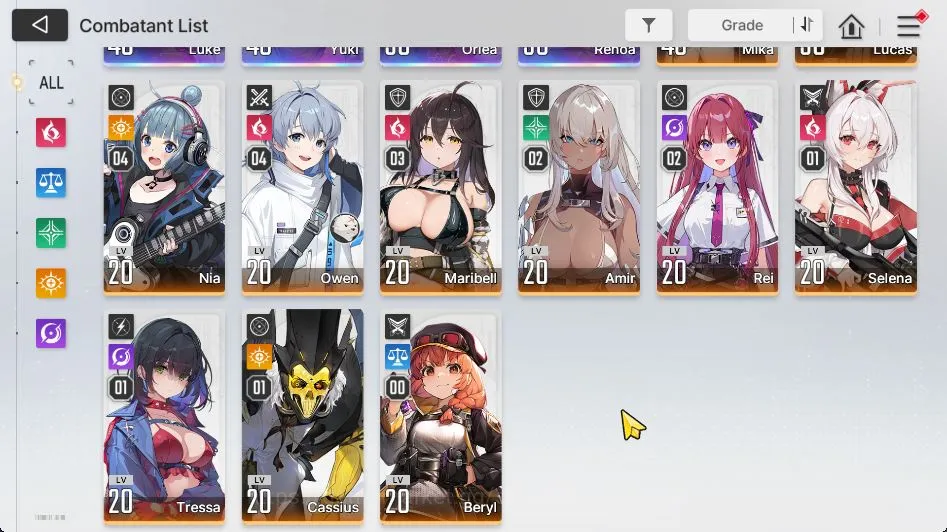 Chaos Zero Nightmare Accounts GLOBAL|Lv 31|4 SSR (Yuki,Orlea,Luke,Renoa) + 11 SR (NiaM4,LucasM6,MaribellM3,Etc) + 6 SR 3