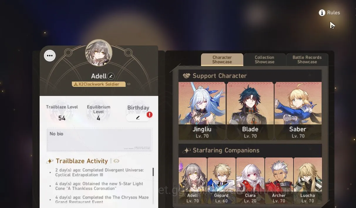 Honkai Star Rail Mid Game ASIA|TL54|3 Limits [Jingliu,Luocha,Saber+Sign,Etc] image 1