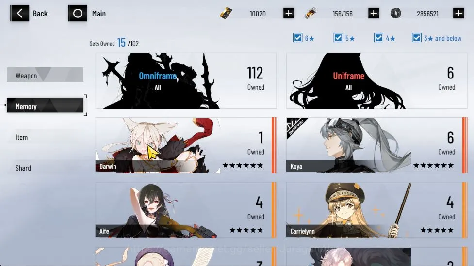 Punishing: Gray Raven Accounts Starter NA | 10K BC + 3K GoldenCard + 8K BlueCard | LuciaCW, Camu, Feral | Chapter 2 |Char 5