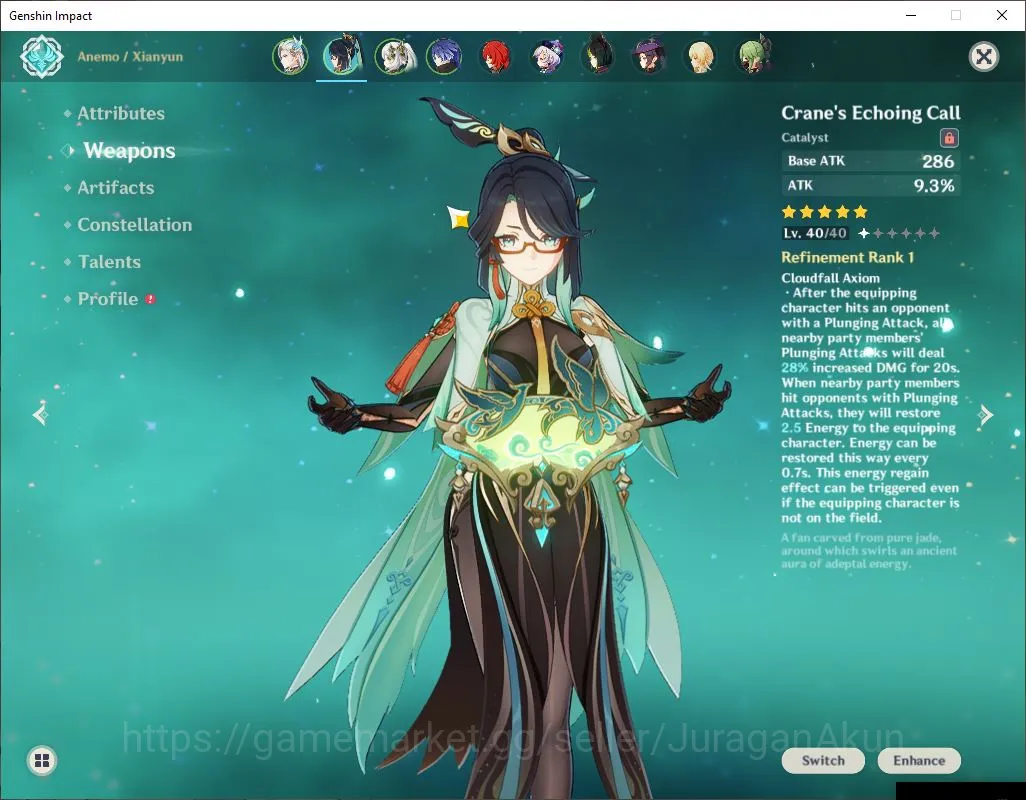 Genshin Impact Accounts Mid Game ASIA|AR50| 4 Limited,2 [5 Star's Weapon] Xianyun+Sign [Neuvillette,Flins,Nahida]| MC Female 3