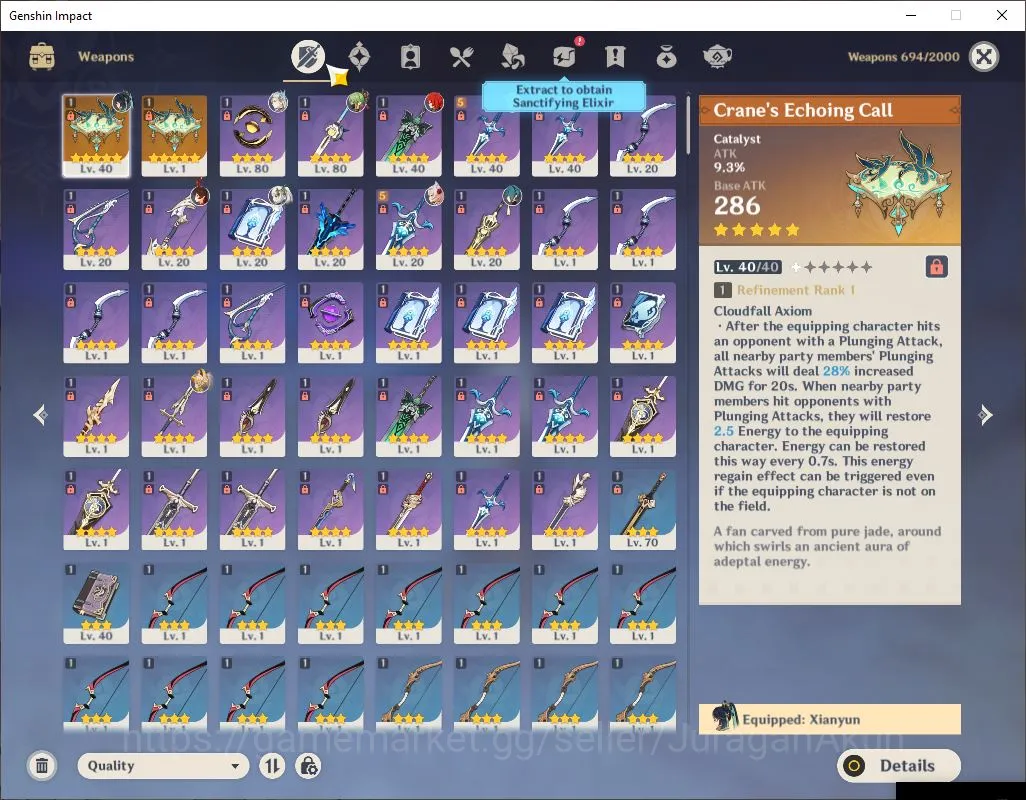 Genshin Impact Accounts Mid Game ASIA|AR50| 4 Limited,2 [5 Star's Weapon] Xianyun+Sign [Neuvillette,Flins,Nahida]| MC Female 4