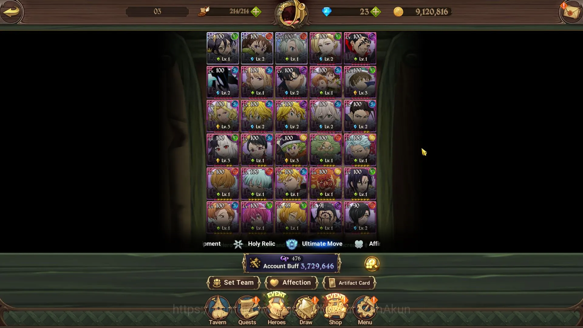 The Seven Deadly Sins: Grand Cross Accounts Midgame ASIA | 3,7M CC |3 LR+5 UR+Full Solev 2