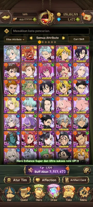 Global |3,5M CC| 1LR + 5UR + Collab Solev + 1472 Gems (Elizabeth, FateSkuld, ODK, King&Diane, Thor2/6, DKM)|Code Only| (SDS2333) The Seven Deadly Sins: Grand Cross Accounts Midgame Global |3,5M CC| 1LR + 5UR + Collab Solev + 1472 Gems (Elizabeth