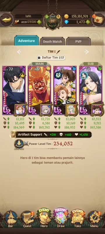 The Seven Deadly Sins: Grand Cross Accounts Midgame Global |3,5M CC| 1LR + 5UR + Collab Solev + 1472 Gems (Elizabeth 3