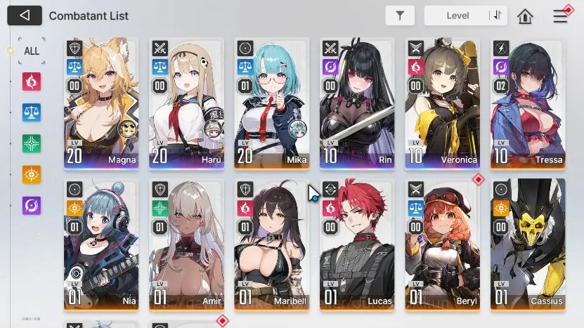 Chaos Zero Nightmare Accounts GLOBAL Lv20|4 SSR(Magna Haru Rin Veronica) 9SR(BerylM3,Cassius,Maribell,etc) 11SR 2