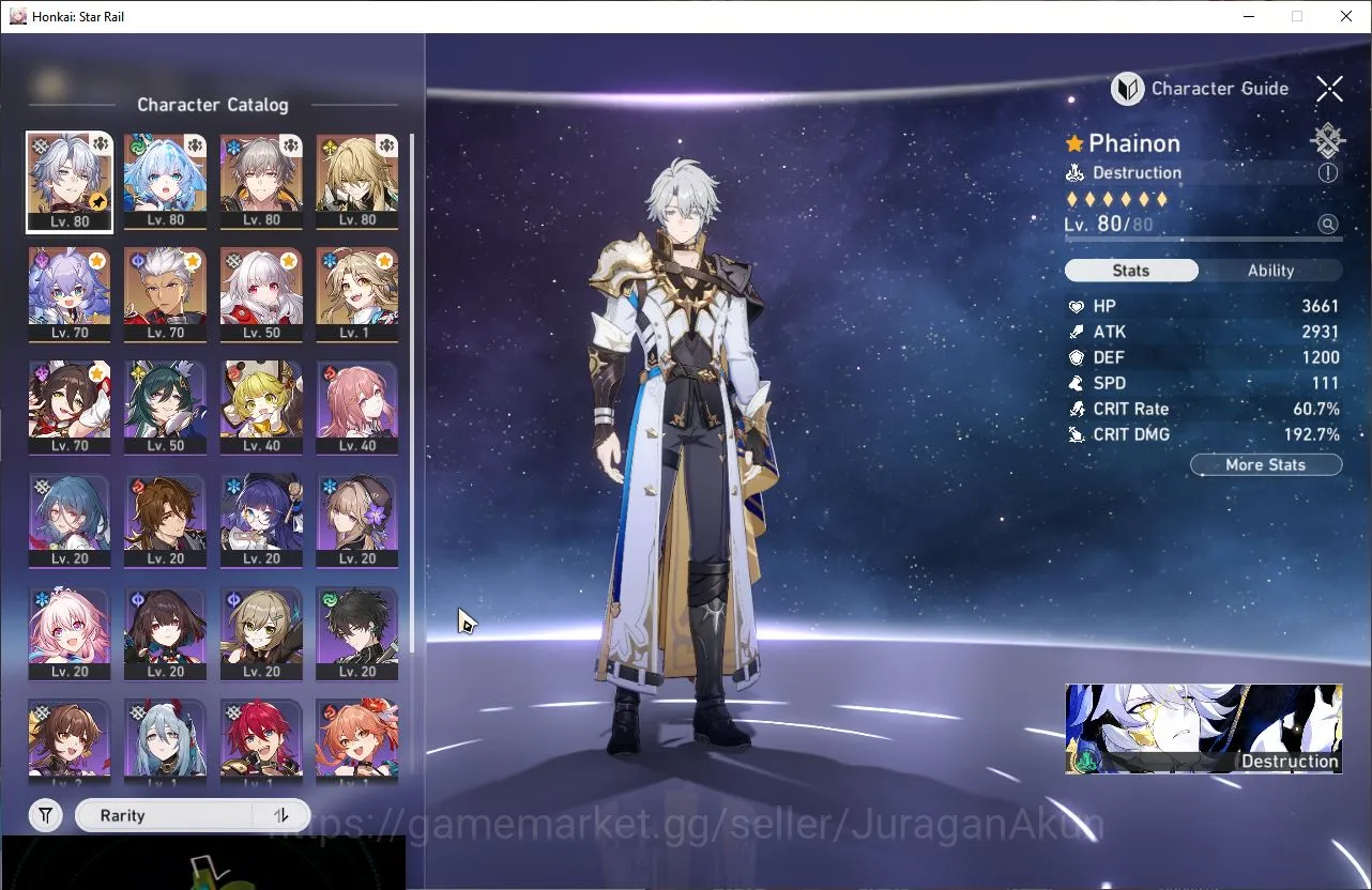 Honkai Star Rail Accounts Starter ASIA|TL 62 |4 Limited |Phainon+Sign,Cerydra+Sign,Luocha,Archer| Amphoreus | MC Male| Take 2