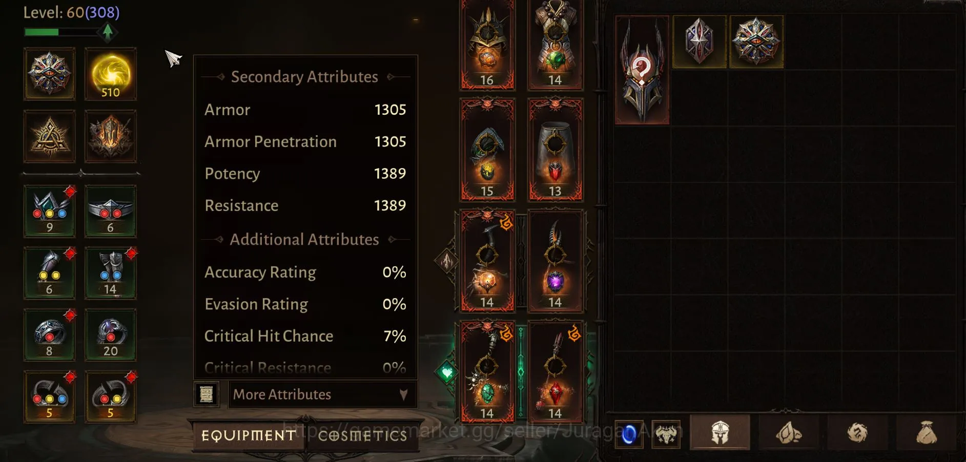 Diablo Immortal Accounts Mid-Tier SEA - Anu | Lv 60(308)| Monk 26048 Combat Rating + 510 Resonance + LV 2 Essence | Check SS 3