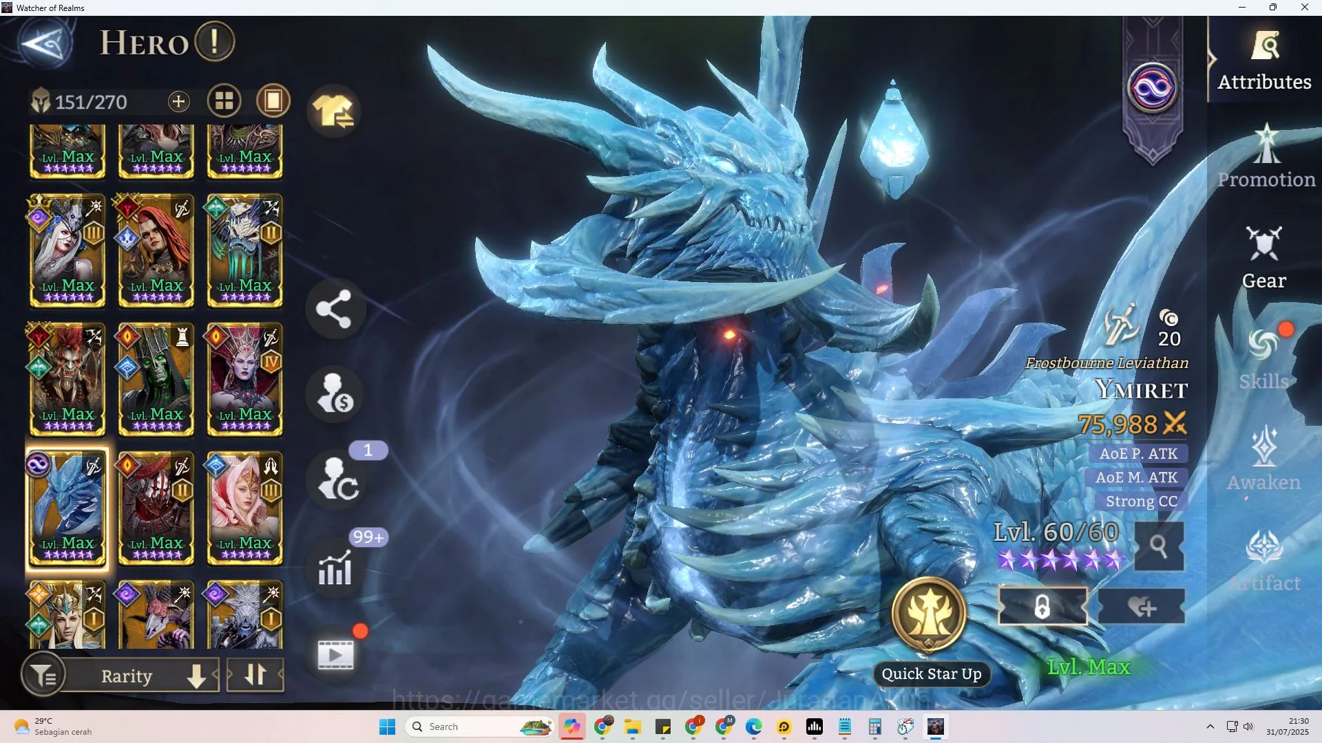 Watcher of Realms Accounts Sv 60xxx|Power 7.4M|Lord 9(Aracha,Twinfiend,Morrig image 4