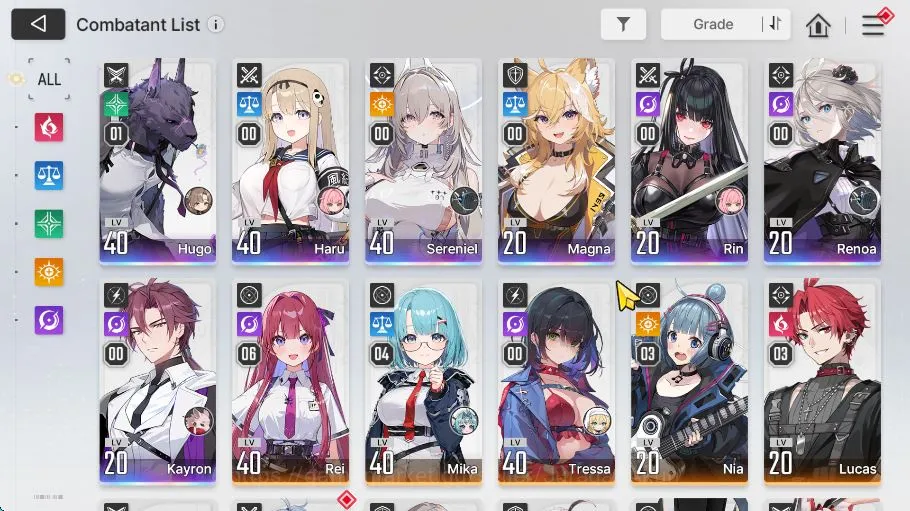 Chaos Zero Nightmare Accounts Global Lv 34|7 SSR 1 Limit(Sereniel,HugoM1,Haru,Magna,Rin,Renoa,Kayron)+11 SR+19 SR 2
