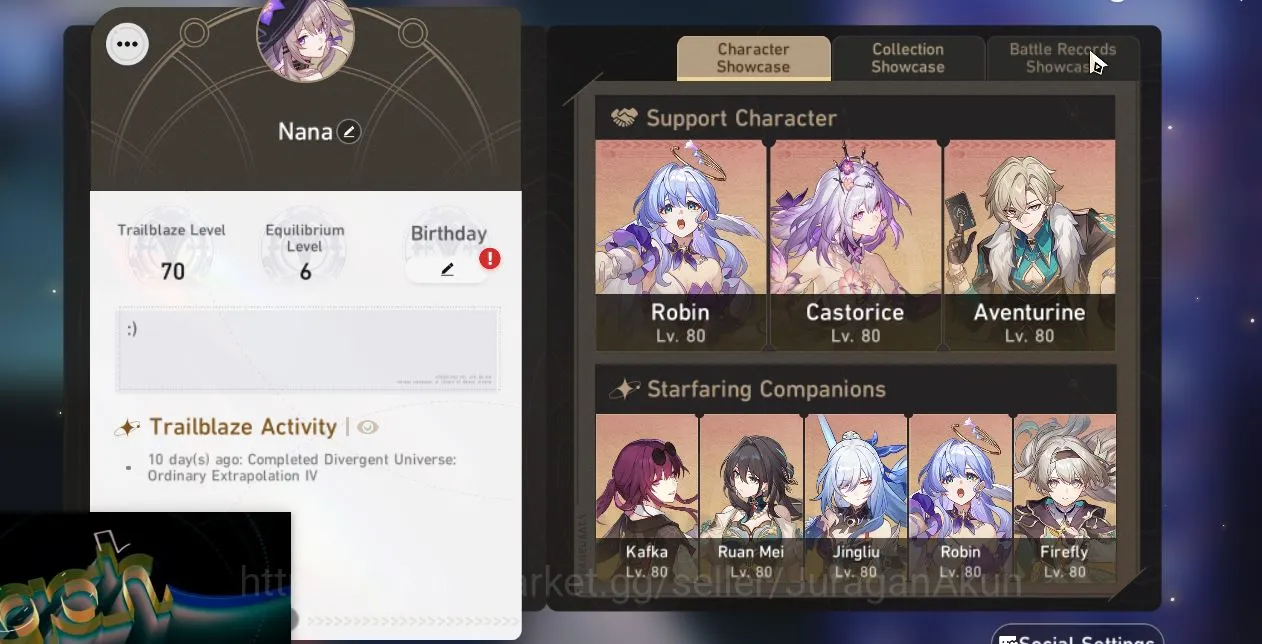 Honkai Star Rail Accounts End Game ASIA|TL 70|14 Limited|[Castorice,Kafka,Aven,The Herta,Jingliu]+Sign,Feixiao,Robin,Etc|MC 3