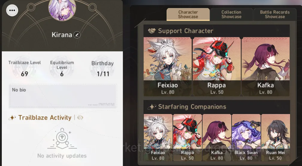 Honkai Star Rail Mid Game ASIA [TL69] 12 Limited + 1 Sign( KafkaEOS1,BlackSw image 1