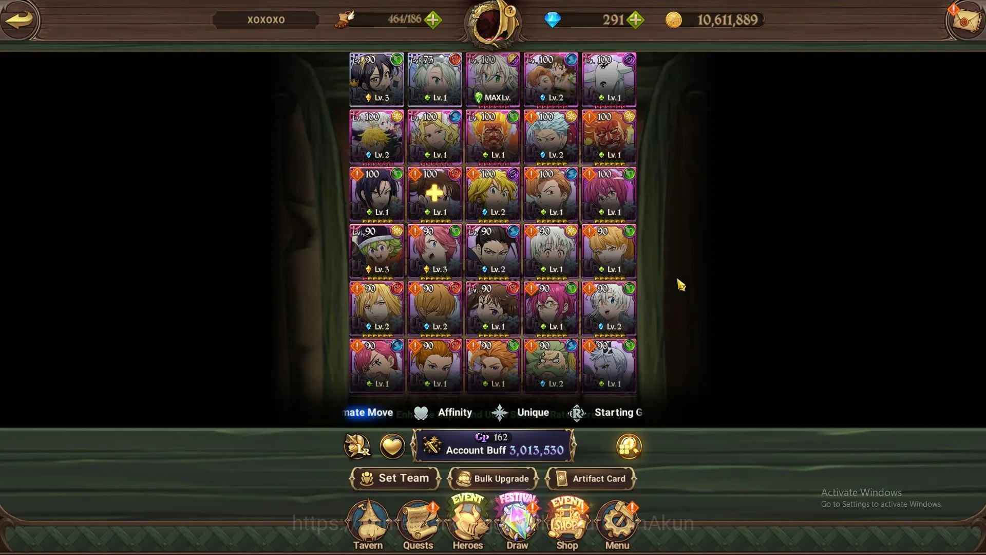 The Seven Deadly Sins: Grand Cross Accounts Midgame Global|3M CC|2 LR+7 UR+291 2