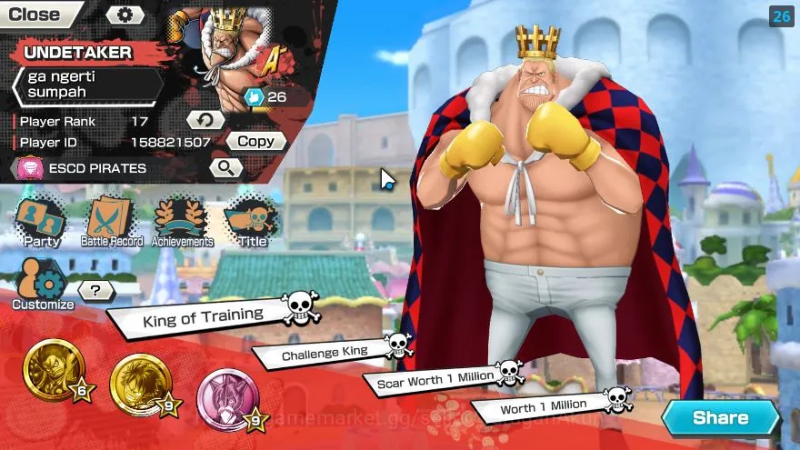One Piece Bounty Rush Accounts Mid-Tier Global| 3 META EX|TEF Luffy,BleckBeard Kuzan,Charlotte Linlin|Rank 17|Log 3